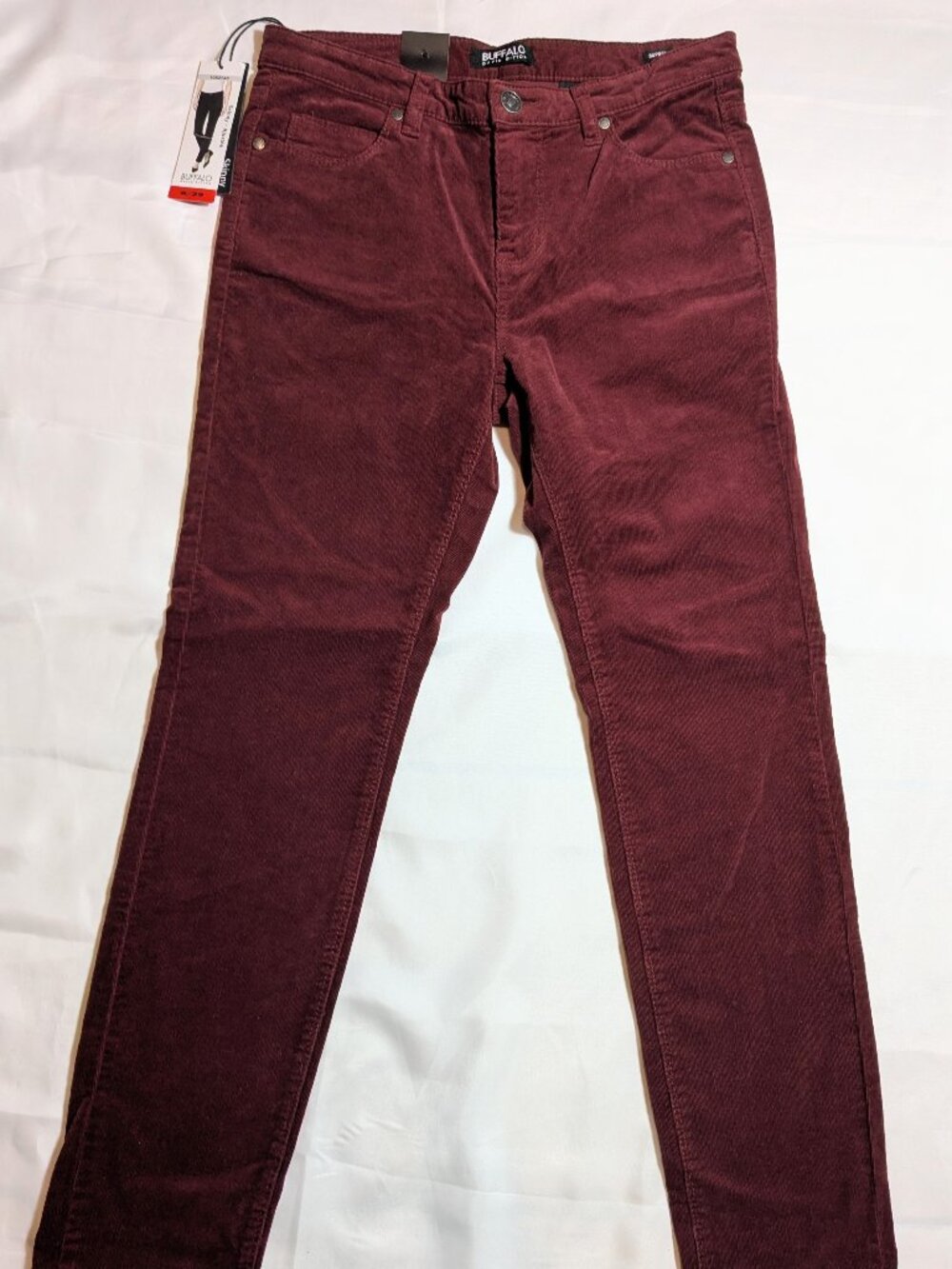 Women's BUFFALO David Bitton Maroon Corduroy Mid-Rise Skinny Pants 8/28 (NWT)